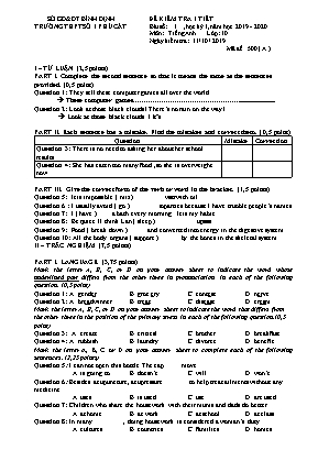 Đề kiểm tra 1 tiết môn Tiếng Anh Lớp 10 - Mã đề 500 (A) - Năm học 2019-2020 - Trường THPT số 1 Phù Cát